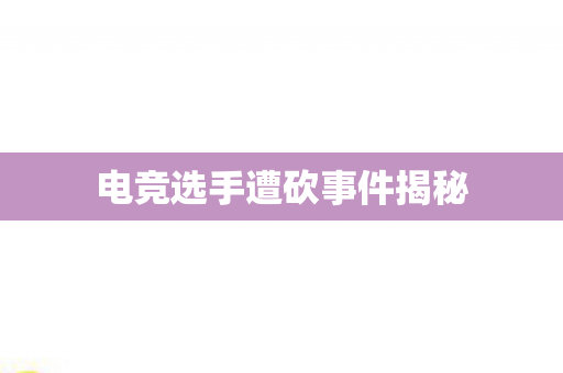电竞选手遭砍事件揭秘