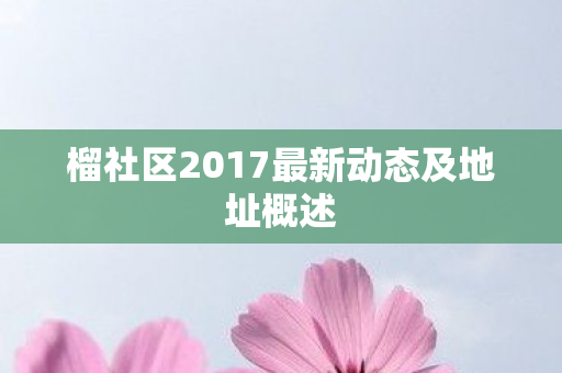 榴社区2017最新动态及地址概述