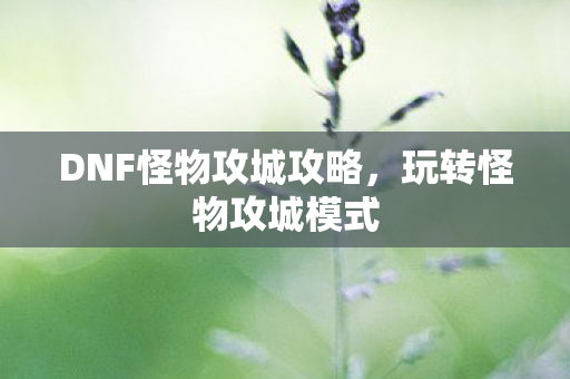 DNF怪物攻城攻略，玩转怪物攻城模式