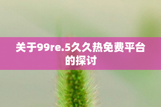关于99re.5久久热免费平台的探讨