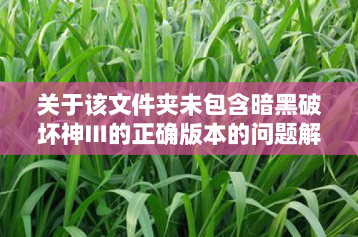 关于该文件夹未包含暗黑破坏神III的正确版本的问题解析