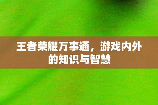王者荣耀万事通，游戏内外的知识与智慧