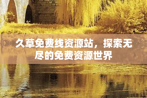 久草免费线资源站，探索无尽的免费资源世界
