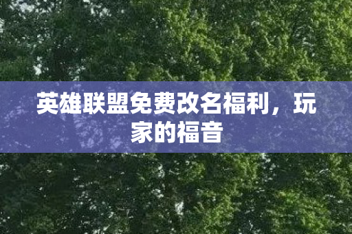 英雄联盟免费改名福利，玩家的福音