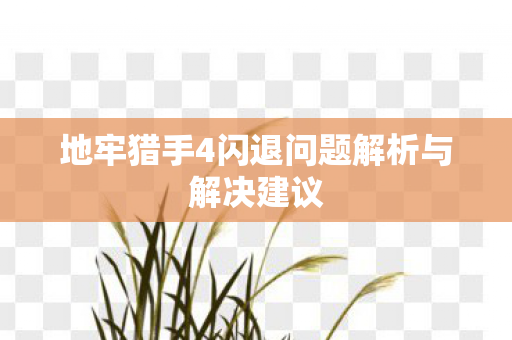 地牢猎手4闪退问题解析与解决建议
