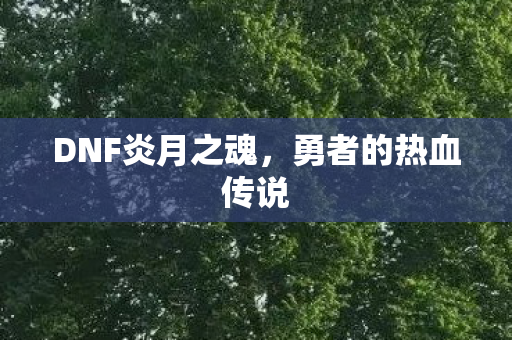 DNF炎月之魂，勇者的热血传说