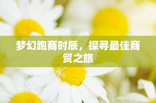 梦幻跑商时辰，探寻最佳商贸之旅