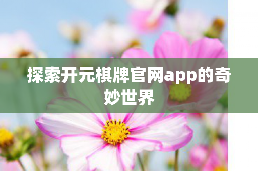 探索开元棋牌官网app的奇妙世界