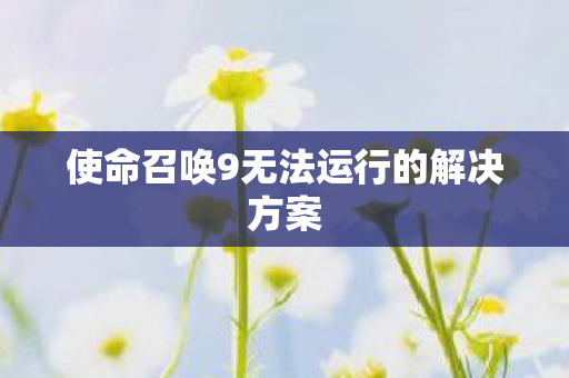 使命召唤9无法运行的解决方案