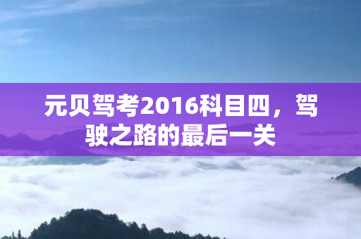 元贝驾考2016科目四，驾驶之路的最后一关