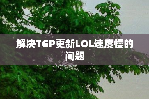 解决TGP更新LOL速度慢的问题