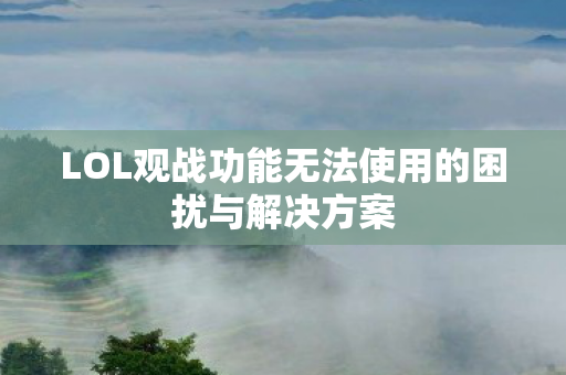 LOL观战功能无法使用的困扰与解决方案