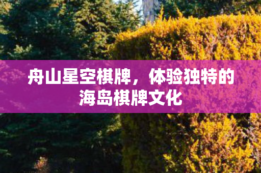 舟山星空棋牌，体验独特的海岛棋牌文化