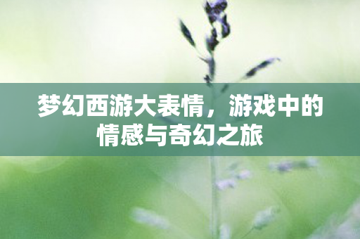 梦幻西游大表情，游戏中的情感与奇幻之旅