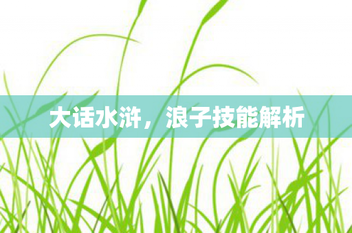 大话水浒，浪子技能解析