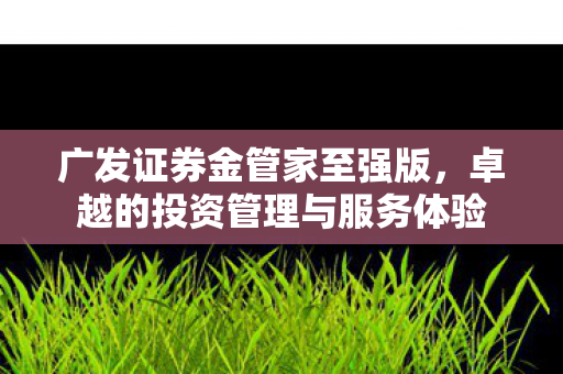 广发证券金管家至强版，卓越的投资管理与服务体验