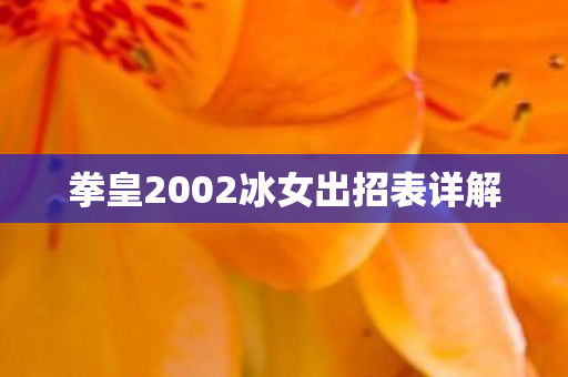 拳皇2002冰女出招表详解