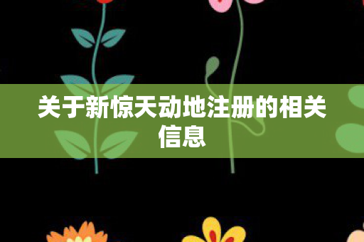 关于新惊天动地注册的相关信息
