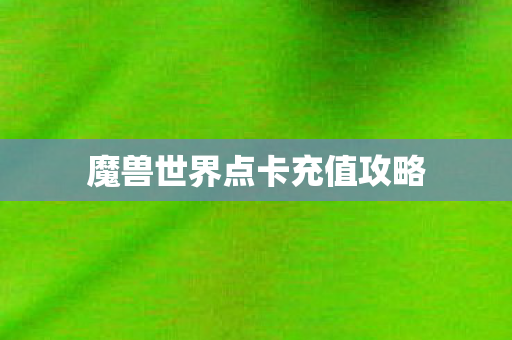 魔兽世界点卡充值攻略
