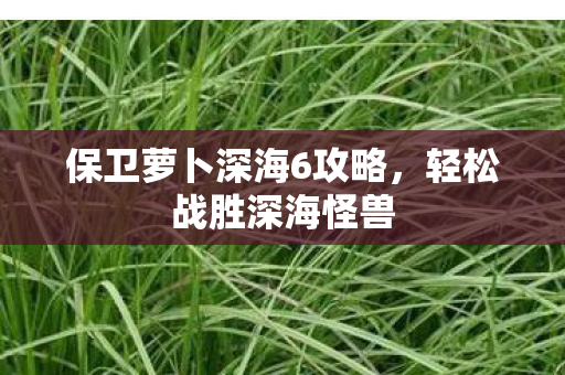 保卫萝卜深海6攻略，轻松战胜深海怪兽