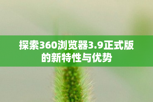 探索360浏览器3.9正式版的新特性与优势