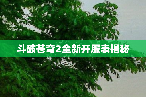 斗破苍穹2全新开服表揭秘