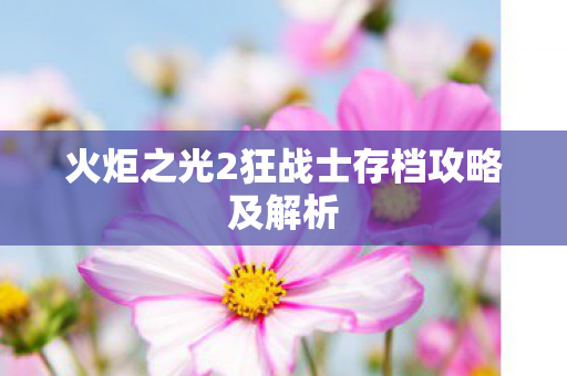 火炬之光2狂战士存档攻略及解析