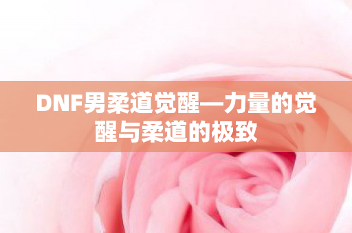 DNF男柔道觉醒—力量的觉醒与柔道的极致