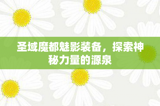 圣域魔都魅影装备，探索神秘力量的源泉