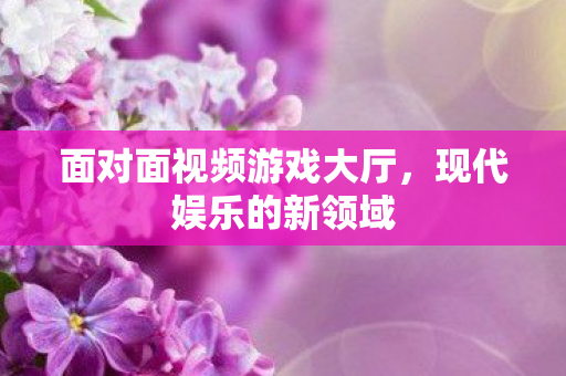 面对面视频游戏大厅，现代娱乐的新领域