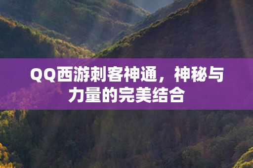 QQ西游刺客神通，神秘与力量的完美结合