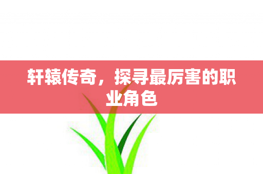 轩辕传奇，探寻最厉害的职业角色