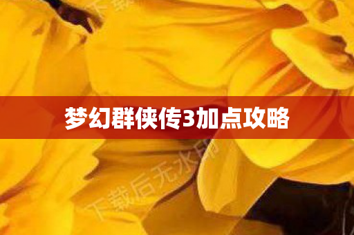 梦幻群侠传3加点攻略