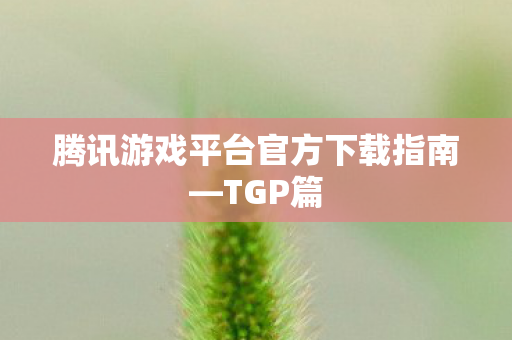 腾讯游戏平台官方下载指南—TGP篇