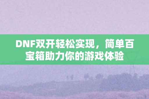 DNF双开轻松实现，简单百宝箱助力你的游戏体验