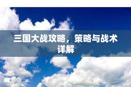 三国大战攻略，策略与战术详解