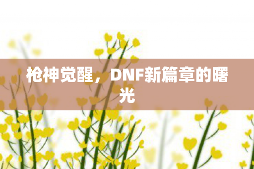 枪神觉醒，DNF新篇章的曙光