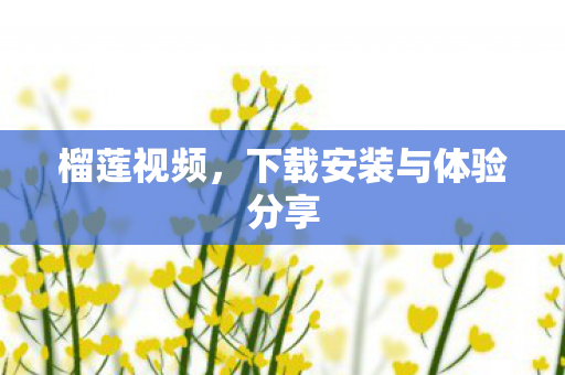 榴莲视频，下载安装与体验分享