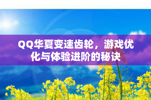 QQ华夏变速齿轮，游戏优化与体验进阶的秘诀