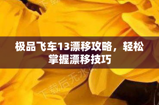 极品飞车13漂移攻略，轻松掌握漂移技巧