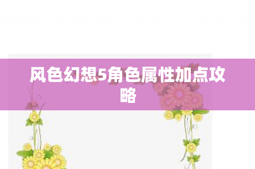 风色幻想5角色属性加点攻略