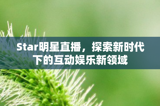 Star明星直播，探索新时代下的互动娱乐新领域