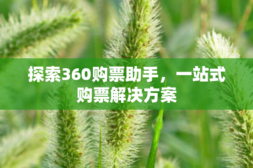 探索360购票助手，一站式购票解决方案