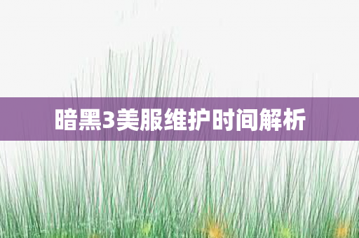 暗黑3美服维护时间解析