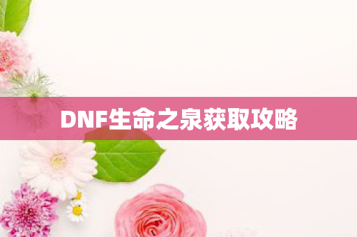 DNF生命之泉获取攻略