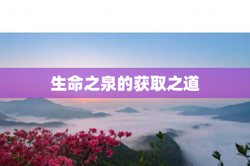 生命之泉的获取之道