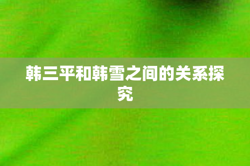 韩三平和韩雪之间的关系探究