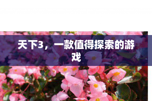 天下3，一款值得探索的游戏