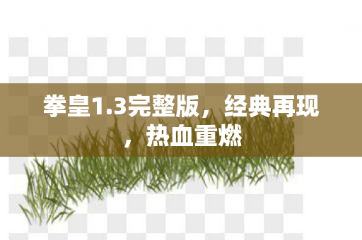 拳皇1.3完整版，经典再现，热血重燃