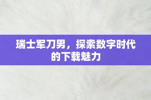 瑞士军刀男，探索数字时代的下载魅力